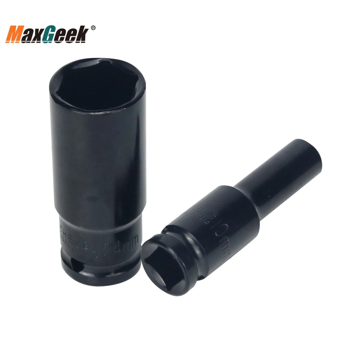 Maxgeek 10PCS Impact Socket Set Metric Long Hex Socket Set with Plastic Storage Box for Electric Wrenches