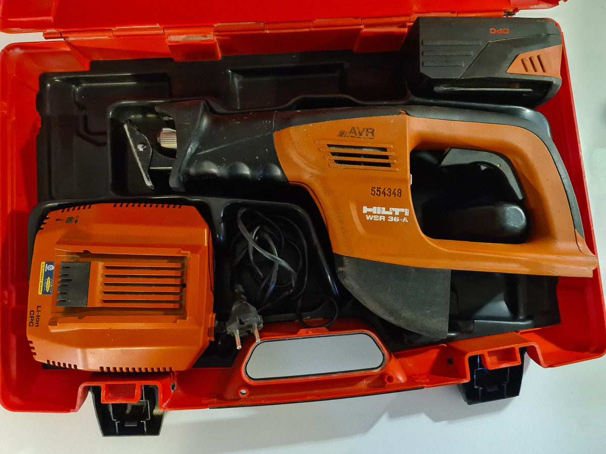 Hilti 36V Proffskit – WSR 36-A Tigersåg, Snabbladdare, 36V 3.0Ah Batteri & Väska (Begagnat)