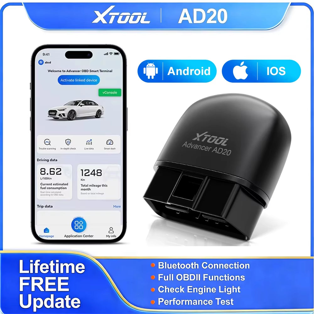 AD20 Bluetooth OBD2 Scanner for Engine System Diagnostic Code Reader HUD Display Perfromance Test Lifetime Free Update