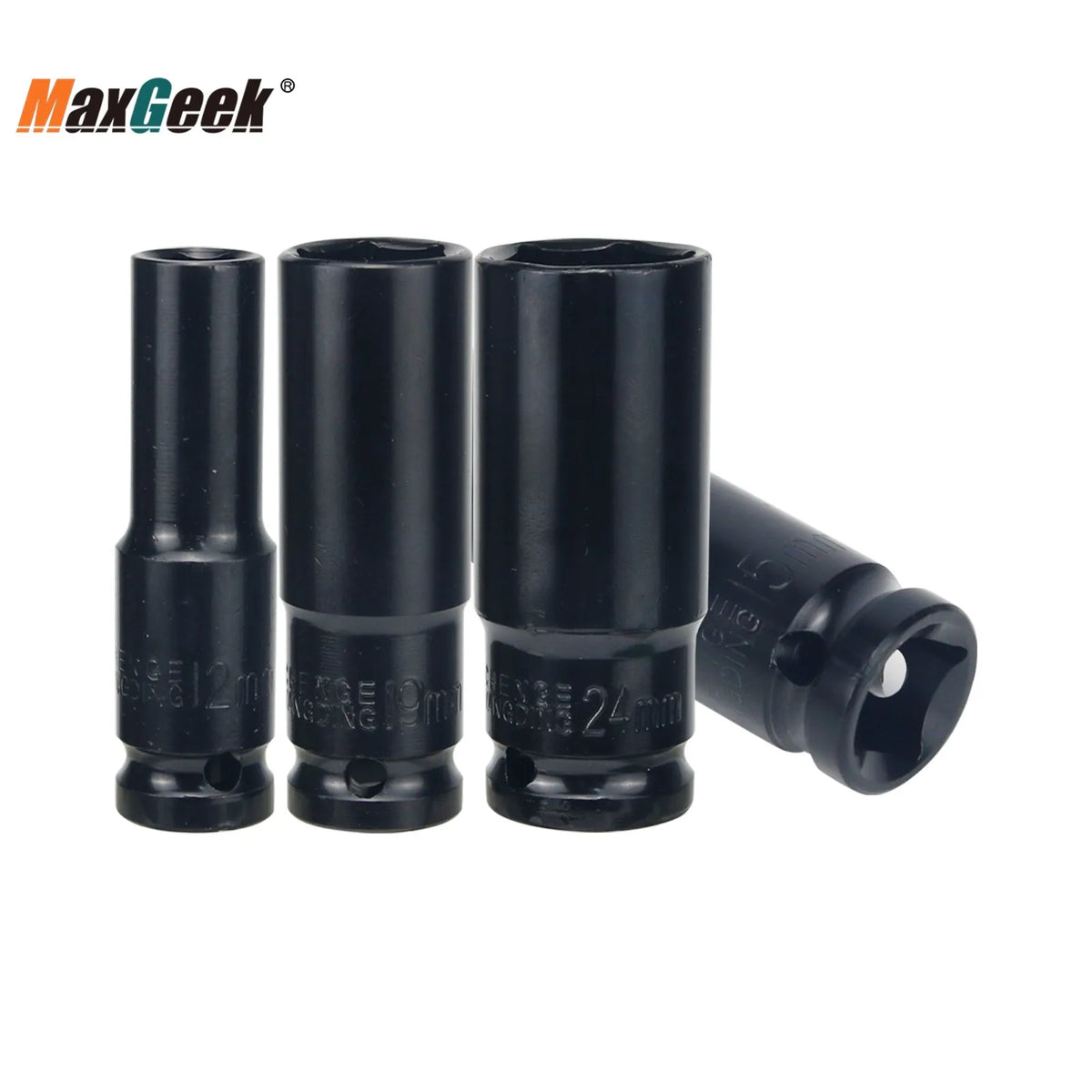Maxgeek 10PCS Impact Socket Set Metric Long Hex Socket Set with Plastic Storage Box for Electric Wrenches