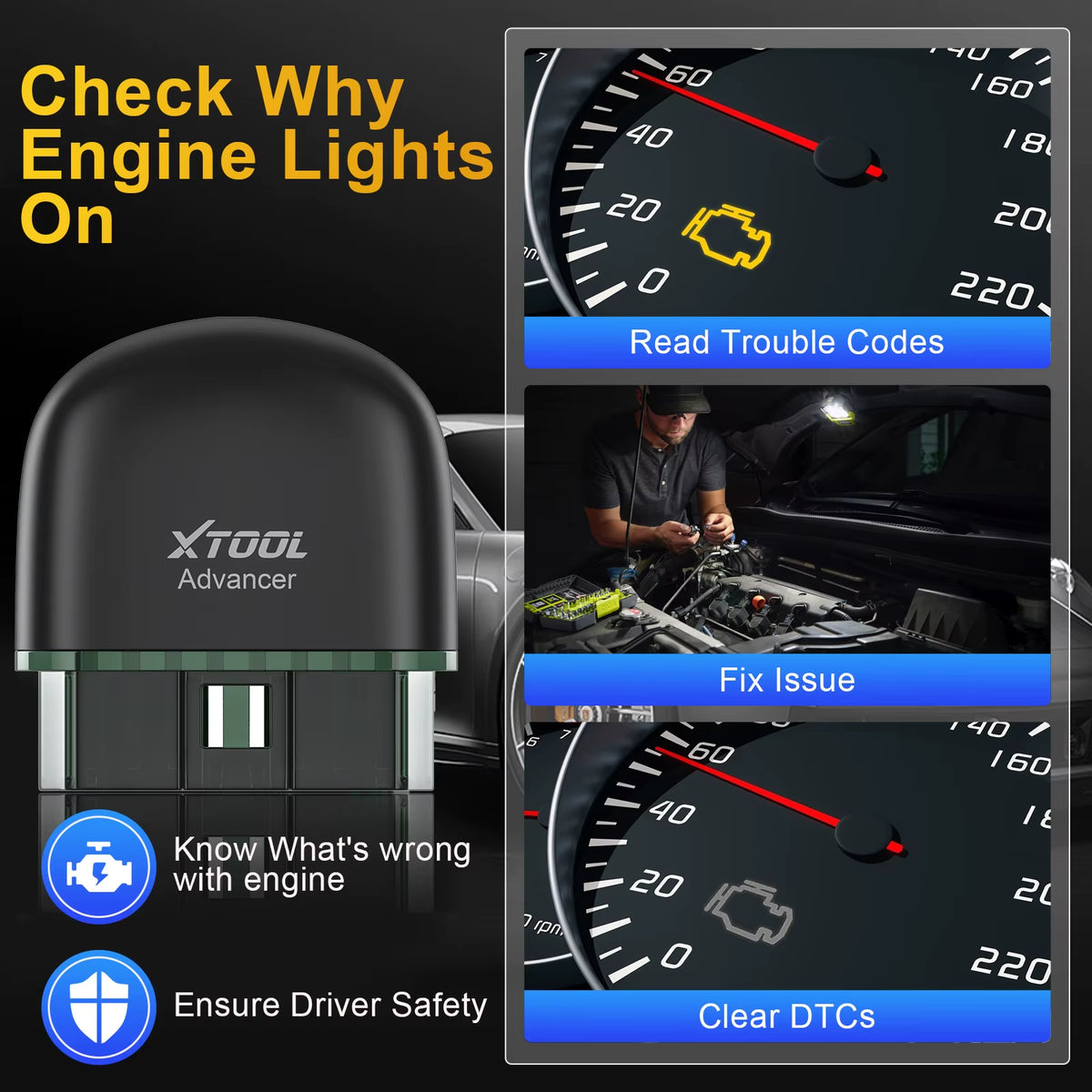 AD20 Bluetooth OBD2 Scanner for Engine System Diagnostic Code Reader HUD Display Perfromance Test Lifetime Free Update