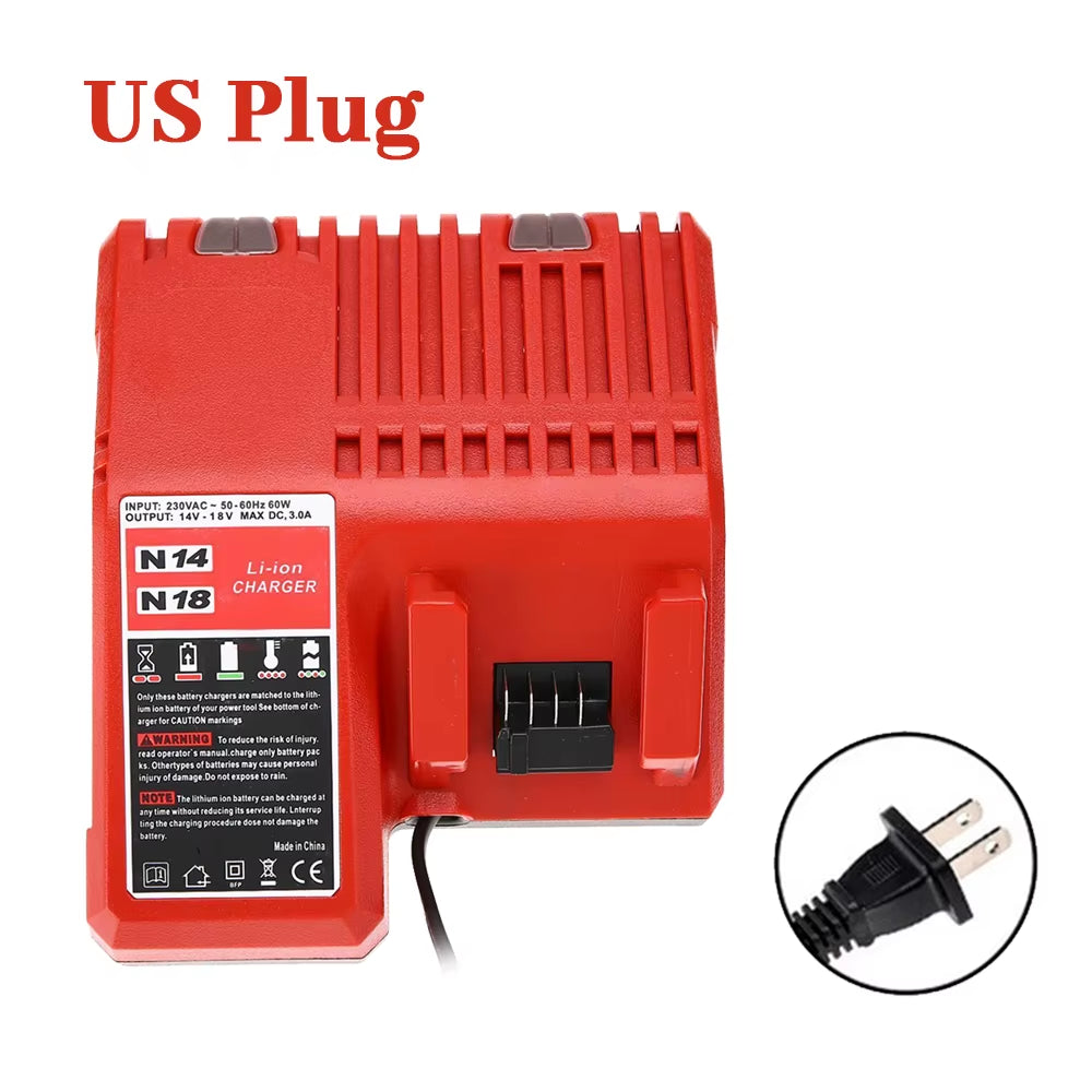 Replacement Li-Ion Battery Charger Multi Voltage Charger for Milwaukee M18 14.4V-18V 48-11-1850 48-11-1840 48-11-1815 48-11-1828