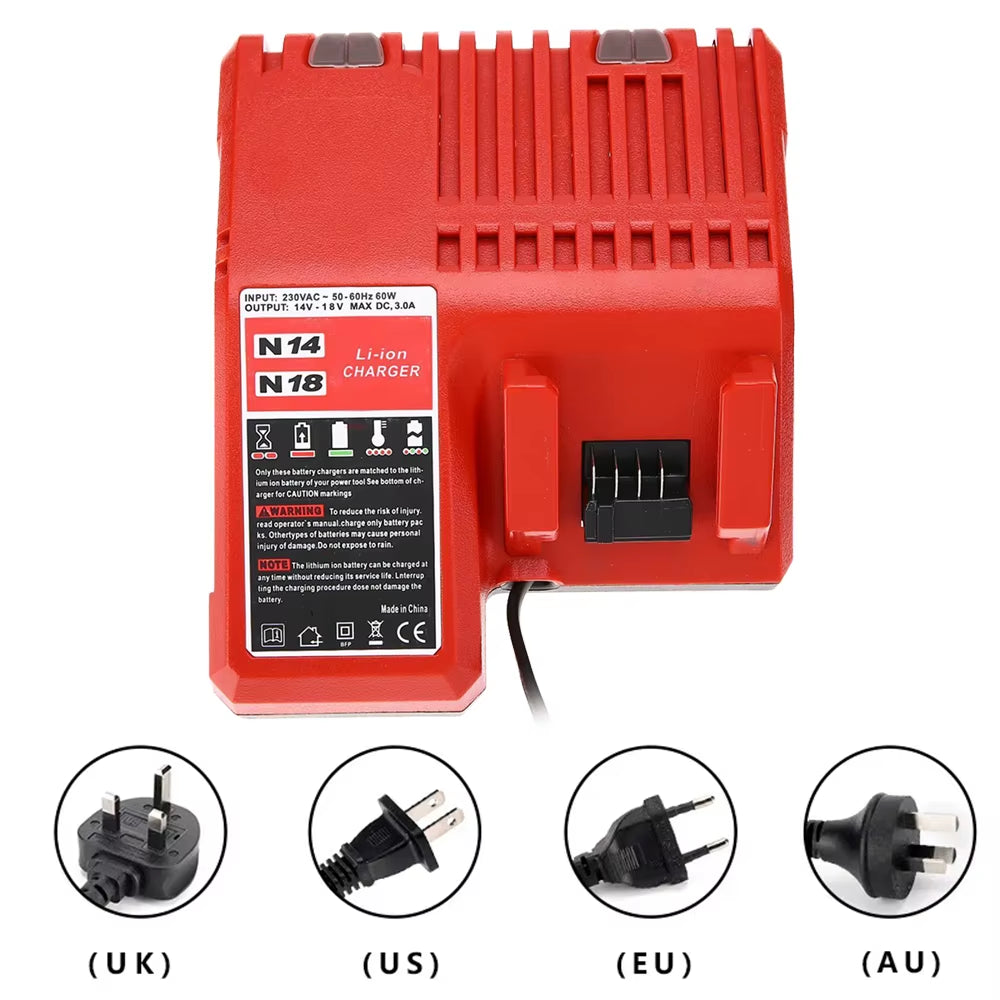 Replacement Li-Ion Battery Charger Multi Voltage Charger for Milwaukee M18 14.4V-18V 48-11-1850 48-11-1840 48-11-1815 48-11-1828