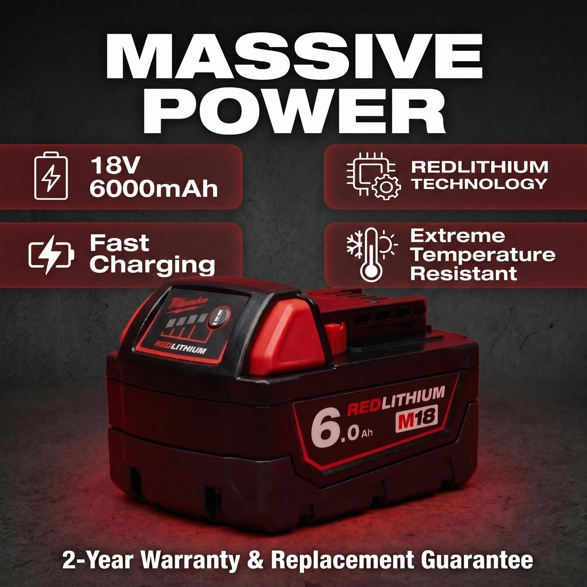 100% New  M18 6.0Ah High Output Battery 18V Lithium-Ion Rechargeable for  M18 Cordless Power Tools 18V Battery
