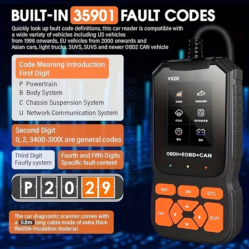 V520 OBD2 Felkodsläsare – Proffsens val | Umeå Verktyg